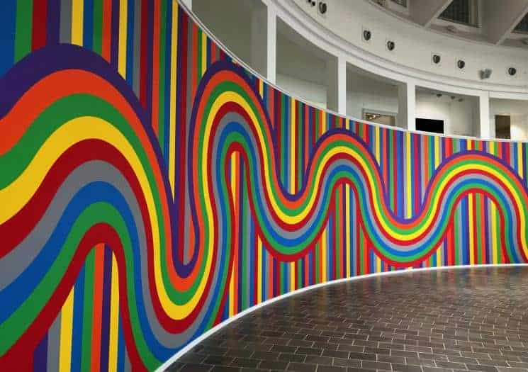 Artist Sol LeWitt's colourful and lively acrylic wall art called Wall Drawing #1136