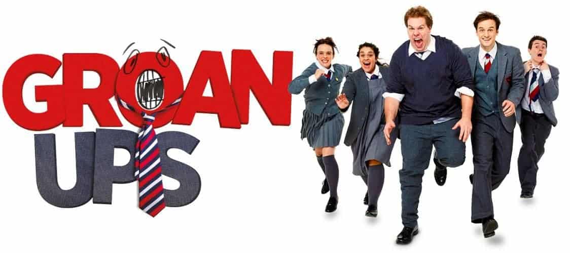 Comedy Play Groan Ups poster with the original West End cast