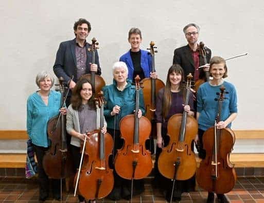 Cornwall’s cellists holding their cellos