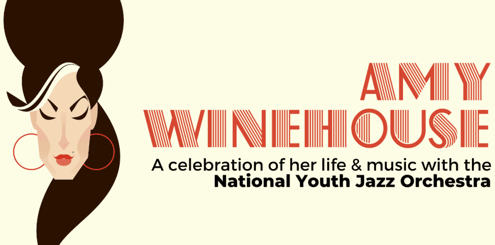 NATIONAL YOUTH JAZZ ORCHESTRA: AMY WINEHOUSE poster with a cartoon image of Amy Winehouse