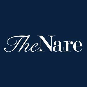 The Nare hotel's elegant script logo on navy background.