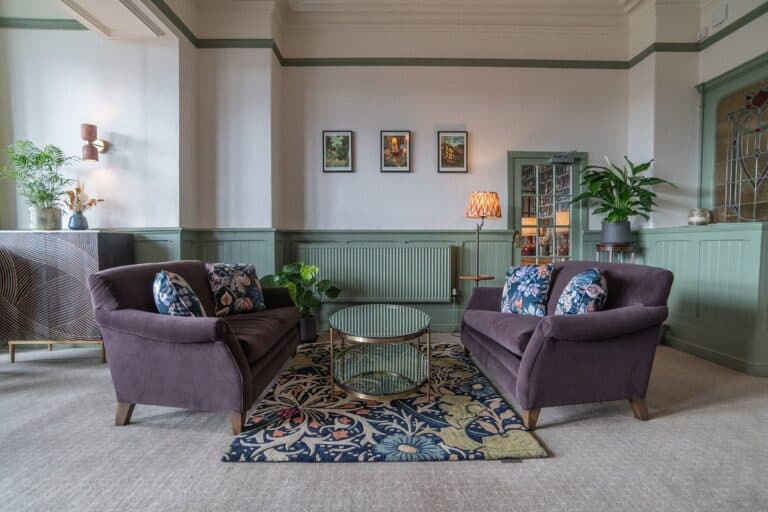 Elegant vintage-style living room interior design.